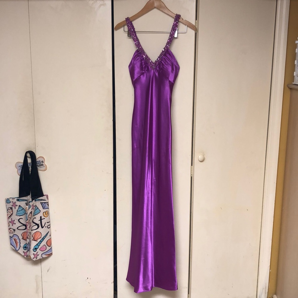 Fuchsia sequined gown